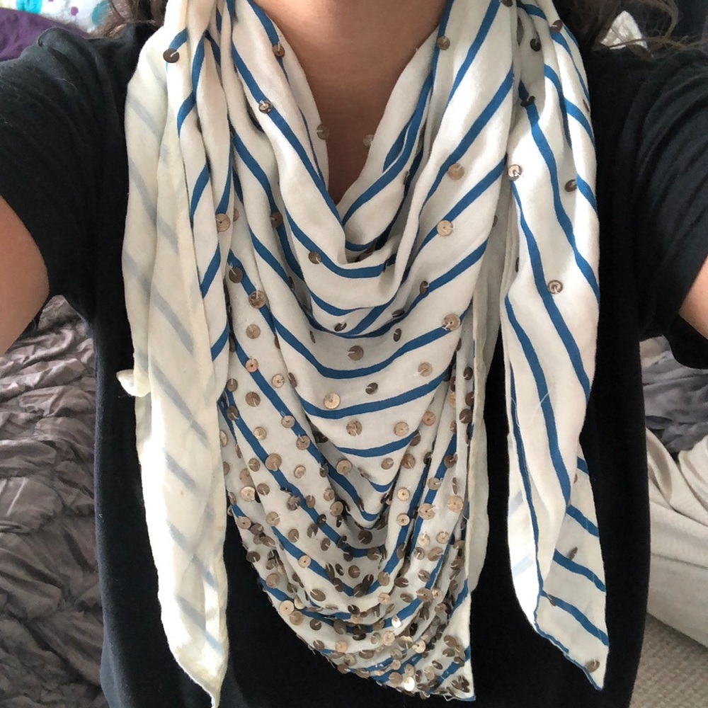Anthropologie Striped Sequin Scarf or Shawl - Picture 6 of 6